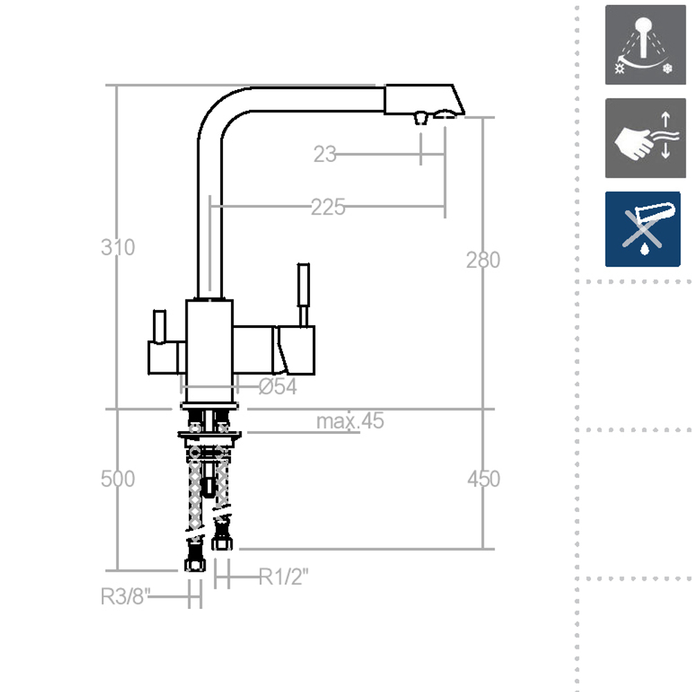 Смеситель для кухни с подключением фильтра питьевой воды ATICA 7589