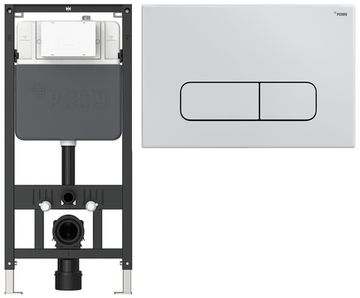 Комплект инсталляции Рехау NOVAFLOW с панелью смыва NOVA QUAD 001 прямоугольной белый, глянцевый