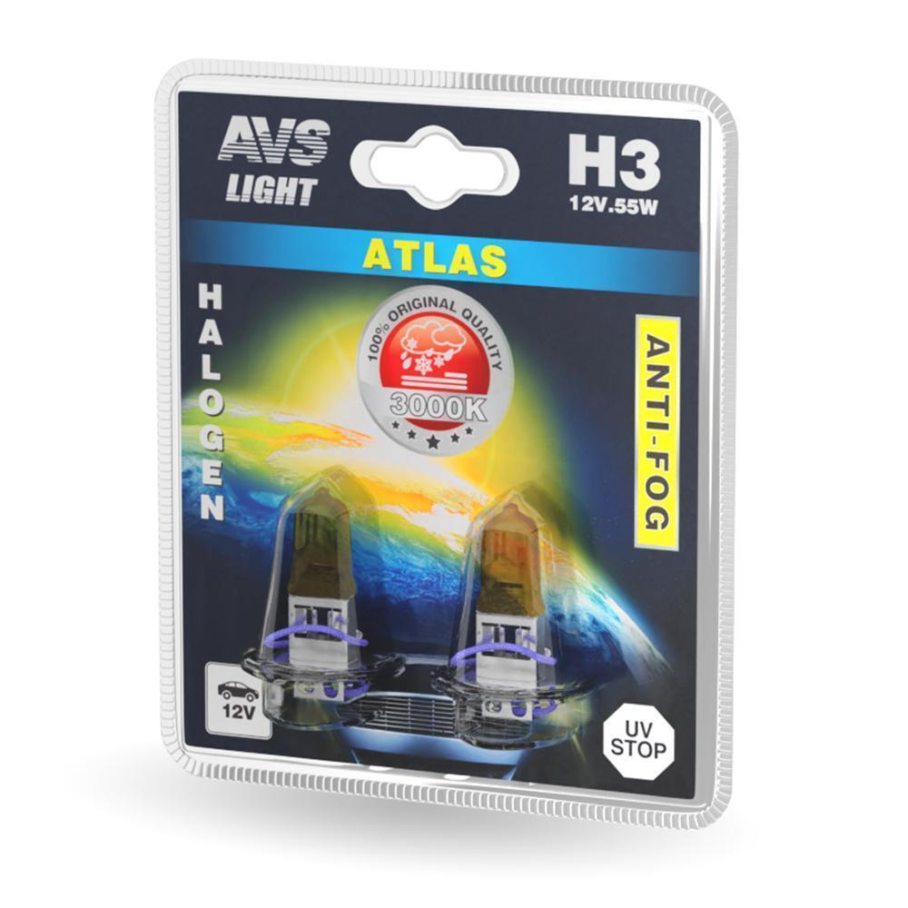 Лампа 12 В H3 55 Вт на п/туманные фары всесезонная Anti-Fog 2 шт. блистер Atlas AVS