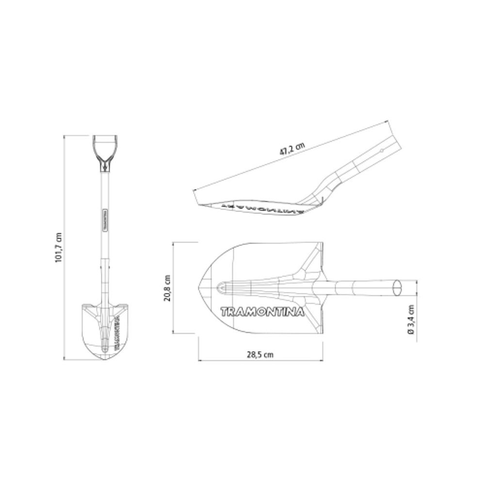 Лопата Tramontina 77470424 штыковая для почвы из углеродистой стали рукоятка 71 см эвкалипт | Tramontina