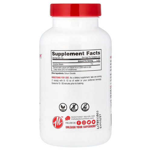 Metabolic Nutrition, Цитруллин, без добавок, 100 г (3,52 унции)