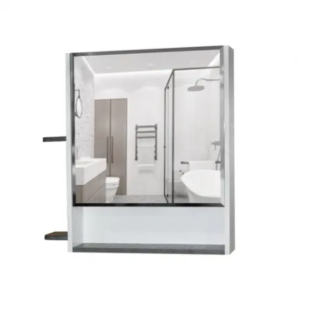 Зеркальный шкаф Сура 70 без подсветки, с полками (ПВХ)