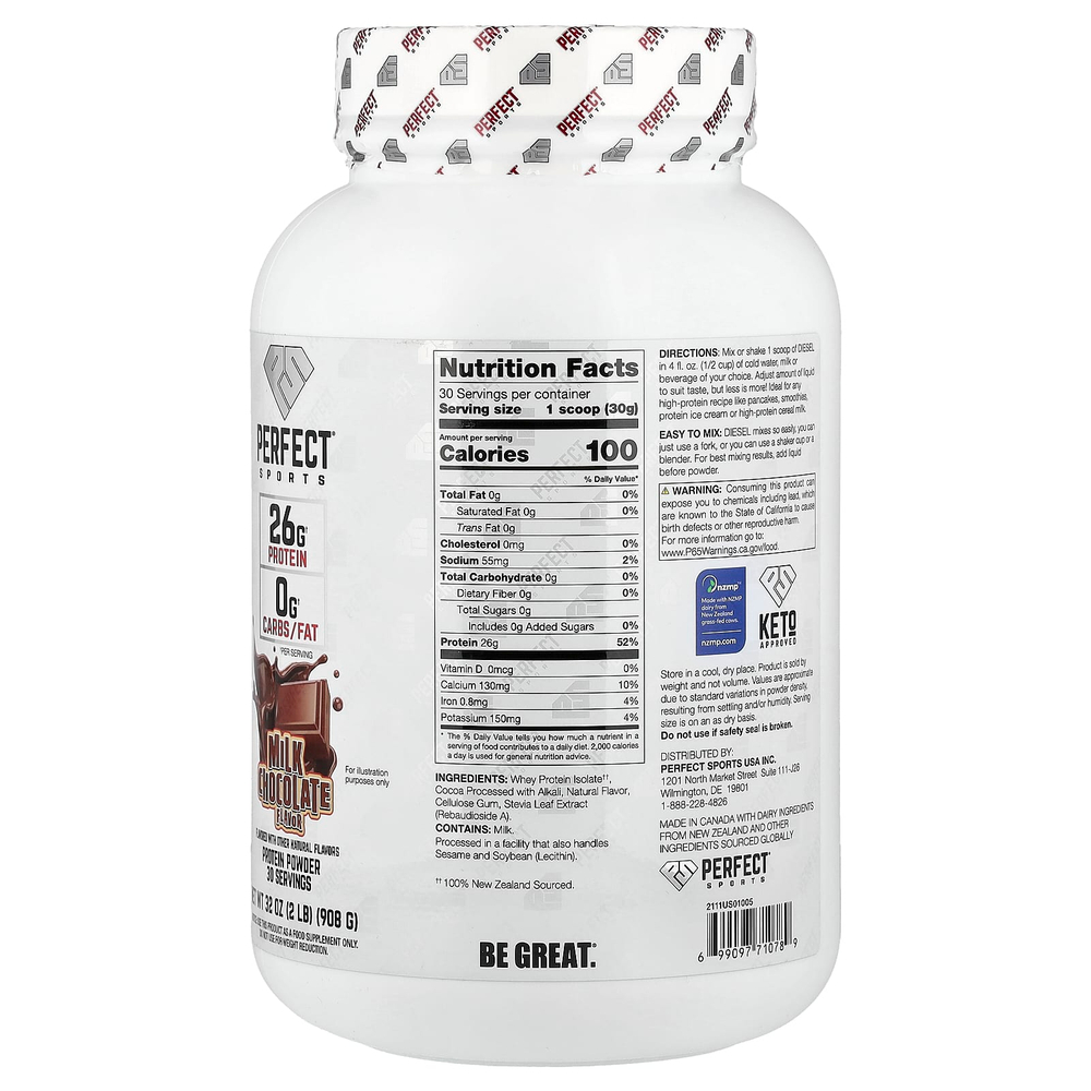 PERFECT Sports, Disney®, новозеландский сывороточный изолят, со вкусом молочного шоколада, 908 г (2 фунта)
