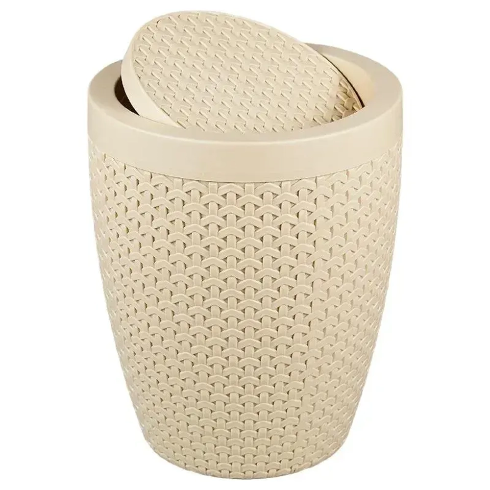 Ведро для мусора 10л Плетёнка (Бежевый)