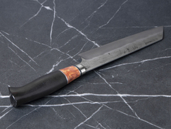 Кухонный нож "Накири" со следами ковки, сталь Х12МФ, рукоять граб/берёза