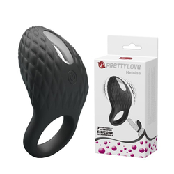 Черное эрекционное виброкольцо с рельефным дизайном