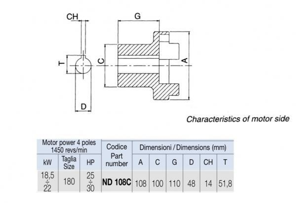 Полумуфта двигателя ND108C 48 мм для комплекта соединения ND44A, ND44C