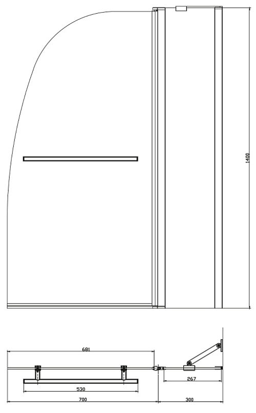 Шторка для ванны складная Azario Boston 100х140 цвет профиля хром (AZ-142TB)