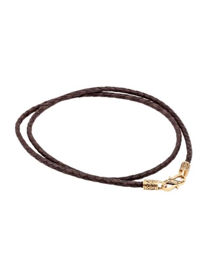 Гайтан кожаный коричневый 3 мм из бронзы, вид в сложенном виде сзади