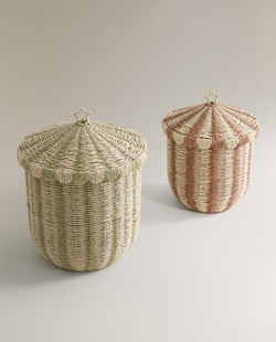 Zara Home Корзина из плетёной бумаги, цвет разноцветный, 37 см · 2614/049