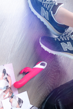 Вибратор с клиторальным стимулятором Elly с подогревом силикон розовый 21,5 см