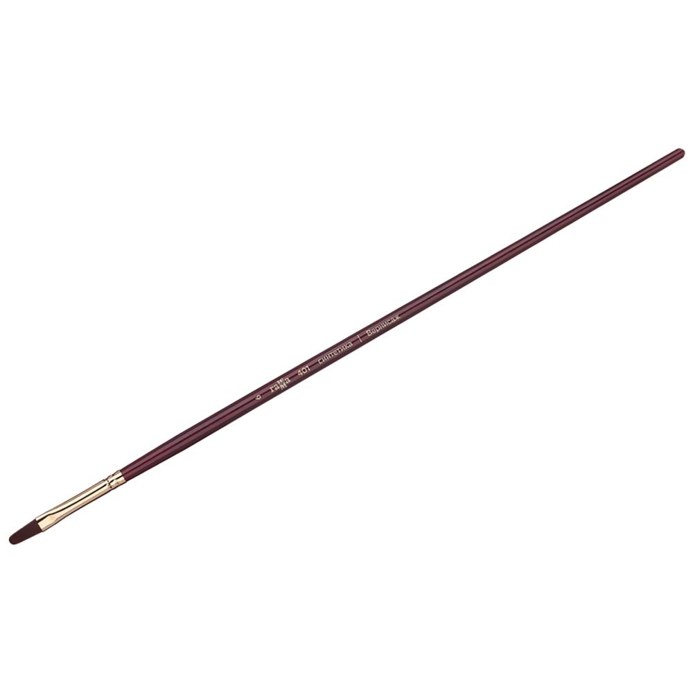 Кисть художественная синтетика бордовая Гамма "Вернисаж", плоскоовальная №6, длинная ручка