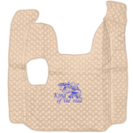 Ковры SCANIA 5 серии R (механика) (экокожа, бежевый, бежевый кант, синяя вышивка)