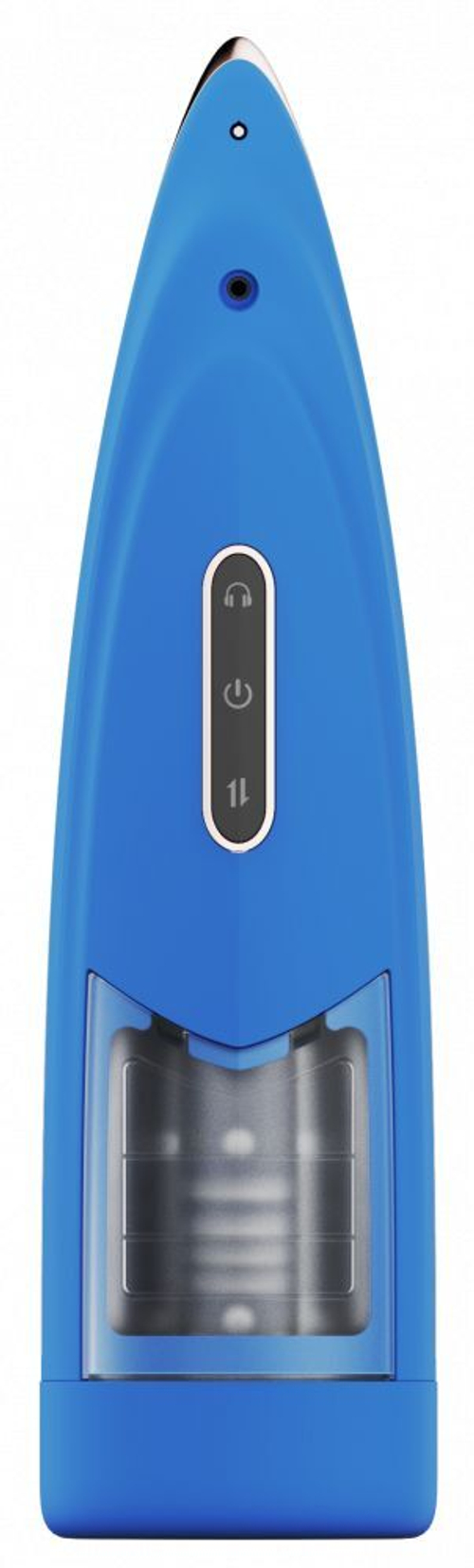 Синий мастурбатор с ротацией и аудиосопровождением