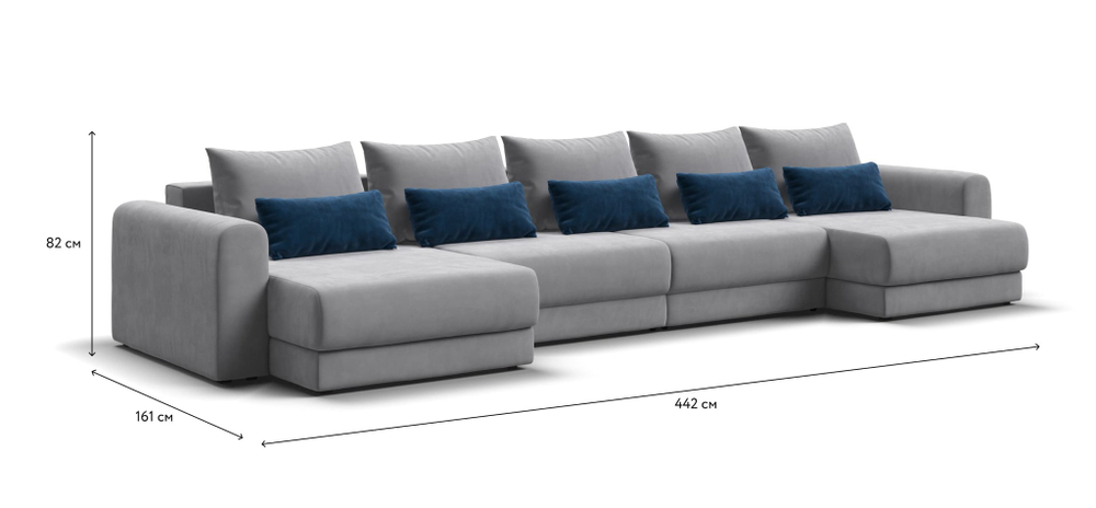 Модульный п-образный диван РИЧМОНД MODOOL Велюр Monolit сталь