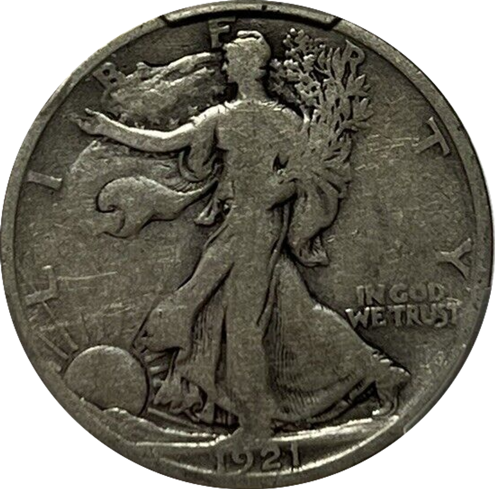 50 центов США Шагающая свобода  1921 двор D