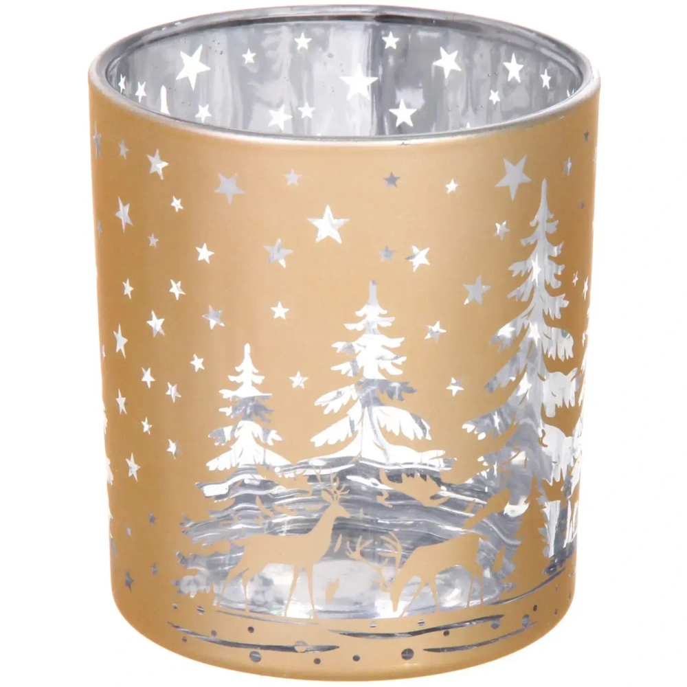 Подсвечник «Снежный лес» 7*7,8 см, Золото