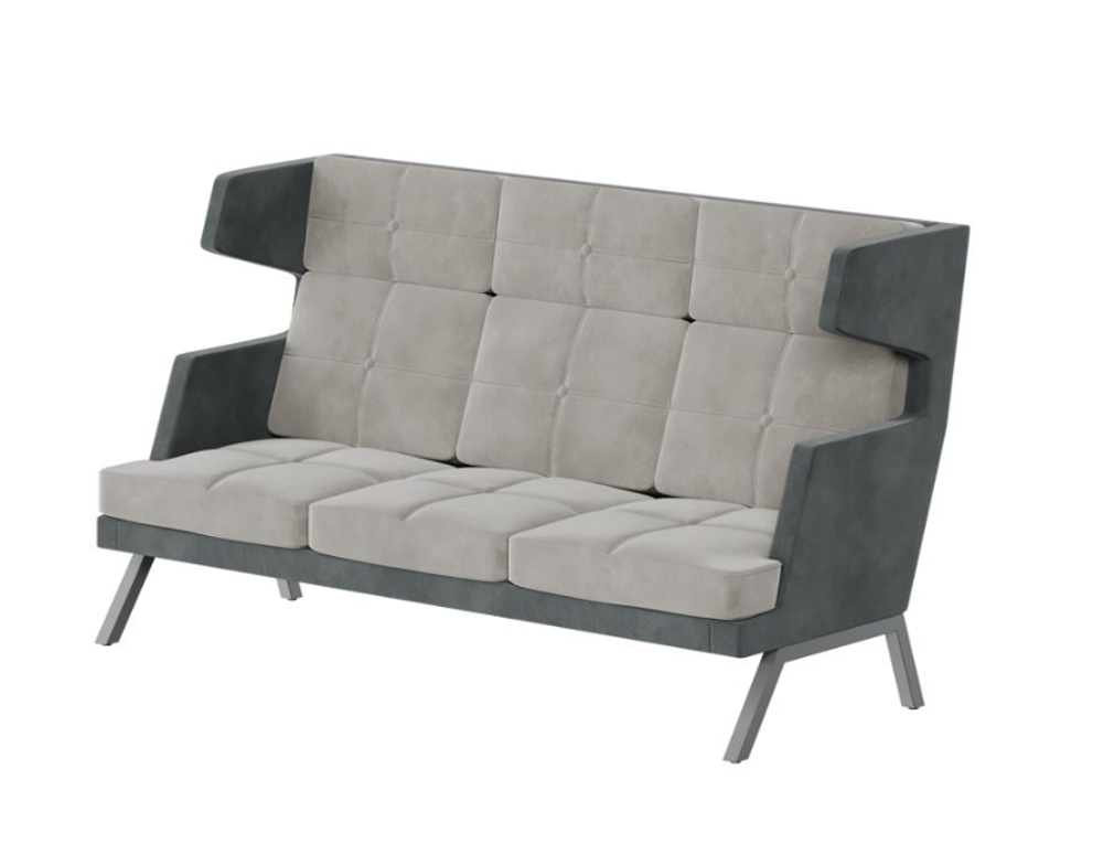 Диван трехместный с высокой спинкой и дероком из пуговиц ALDB-03 АЛДО