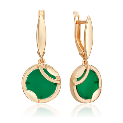 Серьги с английским замком из красного золота с агатом