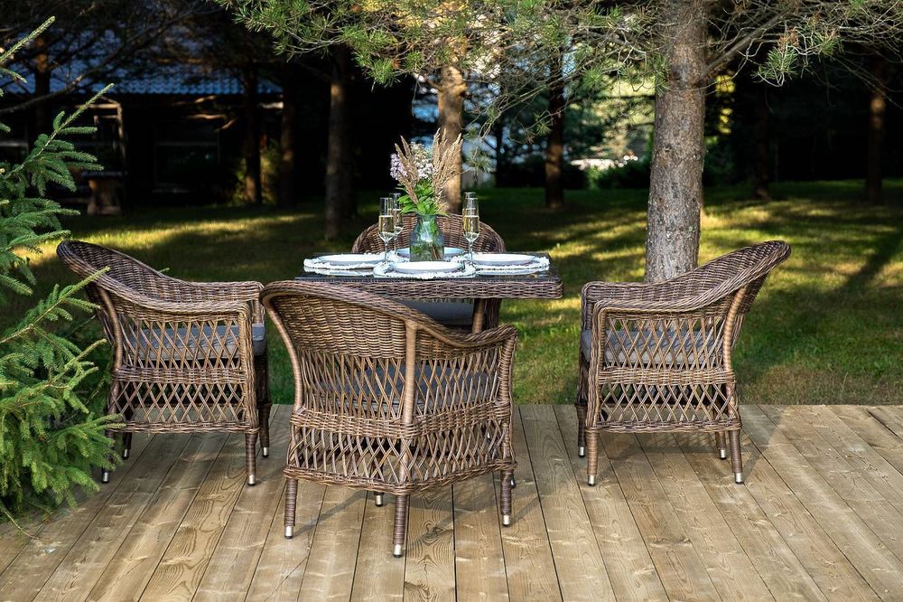 "Сицилия" обеденная группа плетеная, цвет коричневый