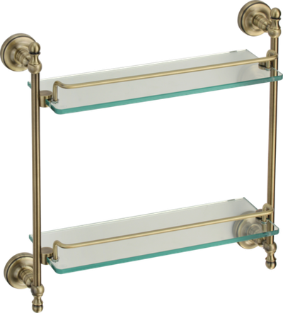 31077-D Полка стеклянная 2-ярусная (БРОНЗА) GANZER