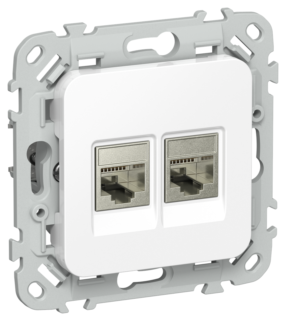 FLITE Розетка 2-местная RJ45/RJ11 категория 6/3 STP РКТ6/3-2-1-ФлБ белый IEK