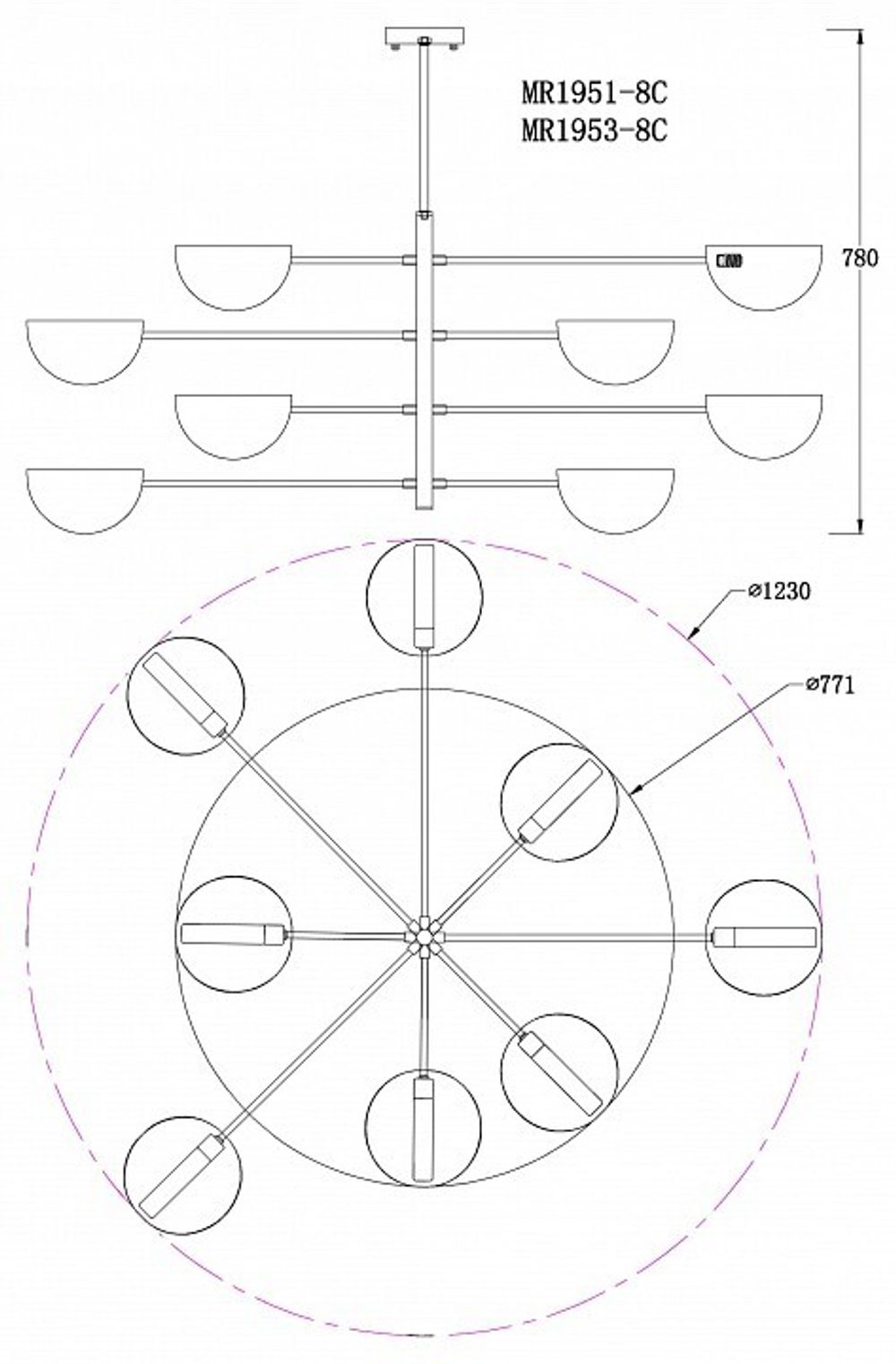Люстра на штанге MyFar Valentina MR1953-8C