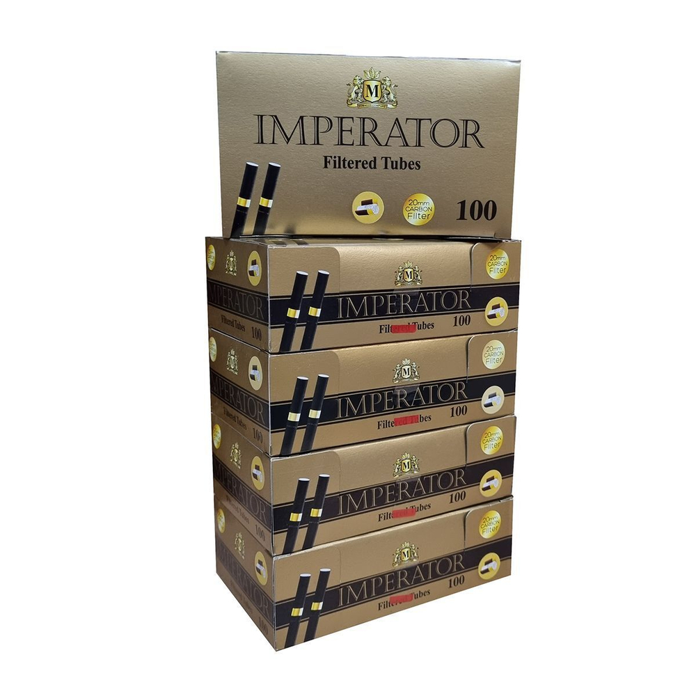 Комплект гильзы для сигарет "Imperator" Black Carbon Gold Ring 20мм 5х100шт.