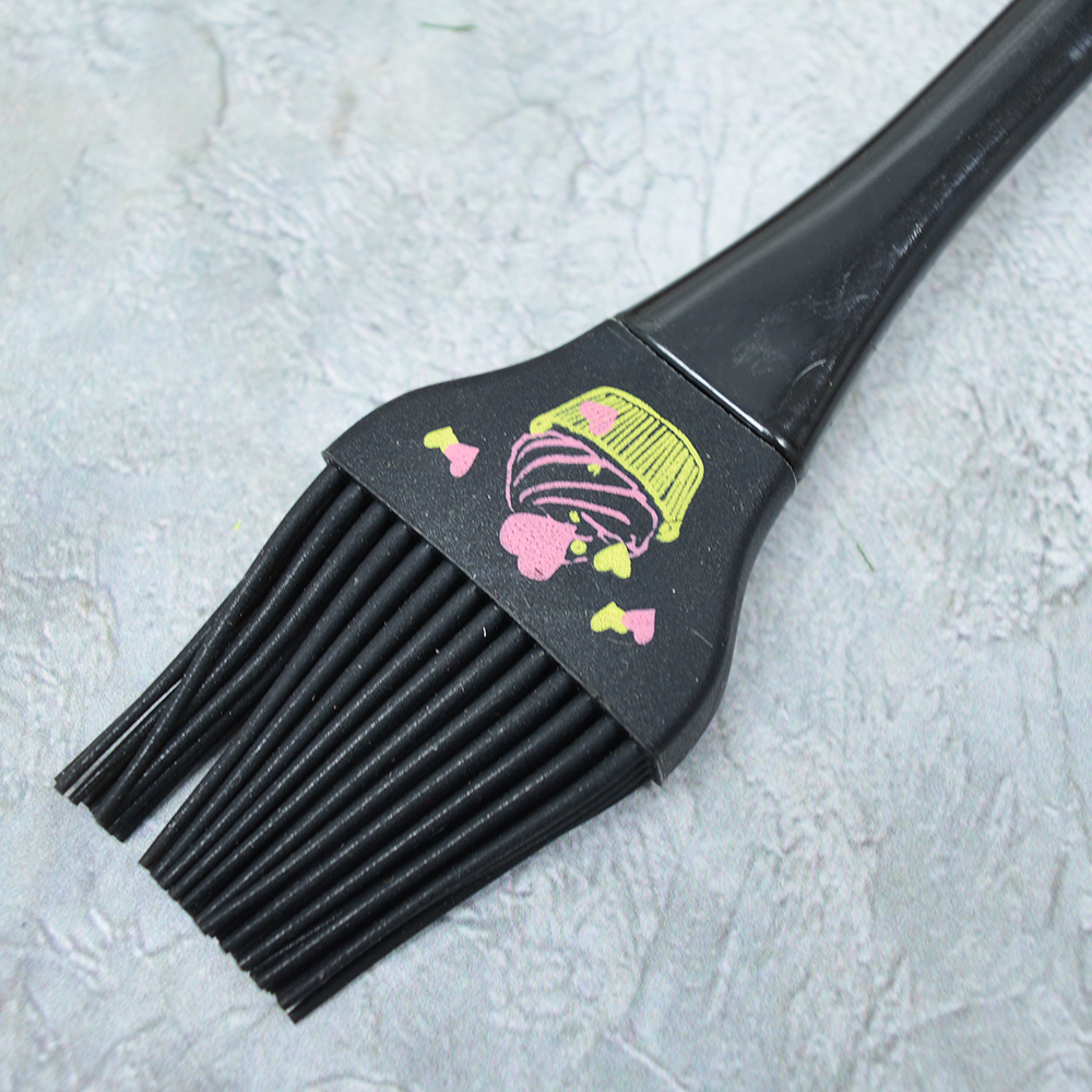 Набор кисточка и лопатка силиконовые "Кексики" черный, 22,2*4см