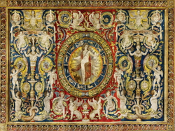 Скатерть "Аполлон и знаки зодиака", по мотивам средневековой шпалеры из серии «Времена года. Гротески»