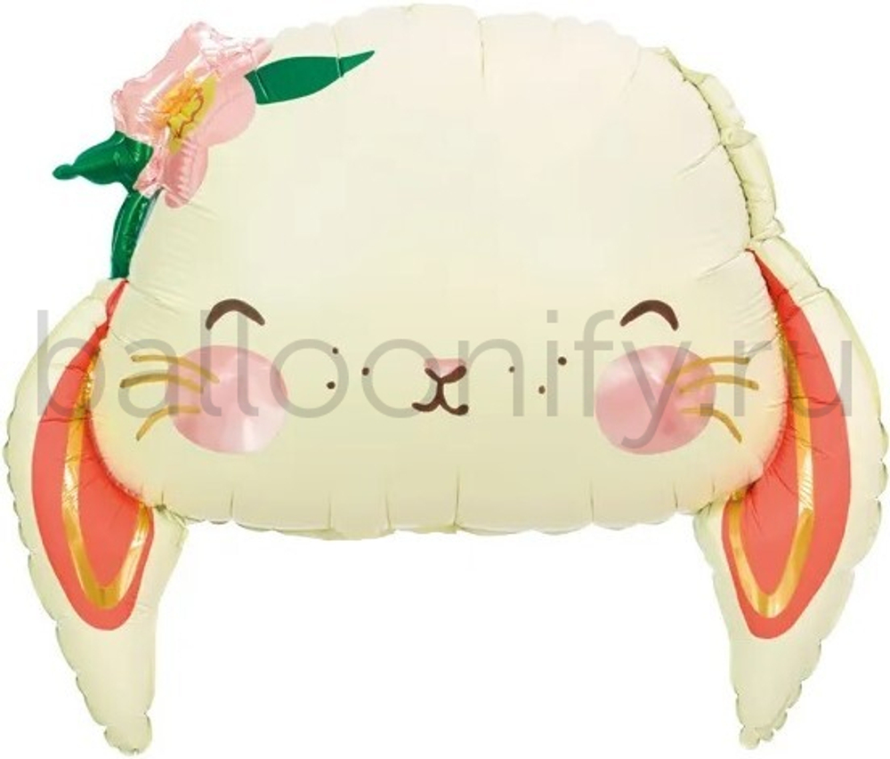 Шар (26''/66 см) Фигура, Зайка с цветком, 1 шт.