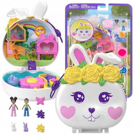 Фигурки Mattel Polly Pocket - Компактный игровой набор Полли Покет с куклами и аксессуарами - Кролик HKV36