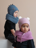 Комплект шапка ДЕМИ вязаная + снуд (Глициния) ЛОРА