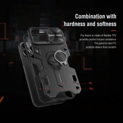 Противоударный чехол с кольцом и защитой камеры Nillkin CamShield Armor Case для iPhone 13 Pro Max