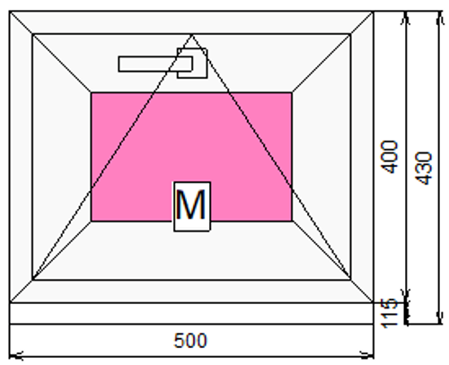 Пластиковое окно 400 х 500 фрамуга (форточка) ТермА Эко + Москитная сетка