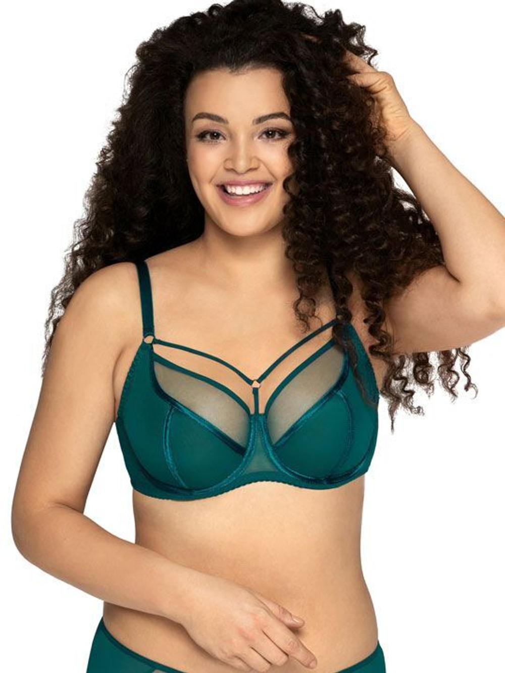 Бюстгальтер на косточках с декоративными бретелями (Размер: 80E) (Цвет: телесный)