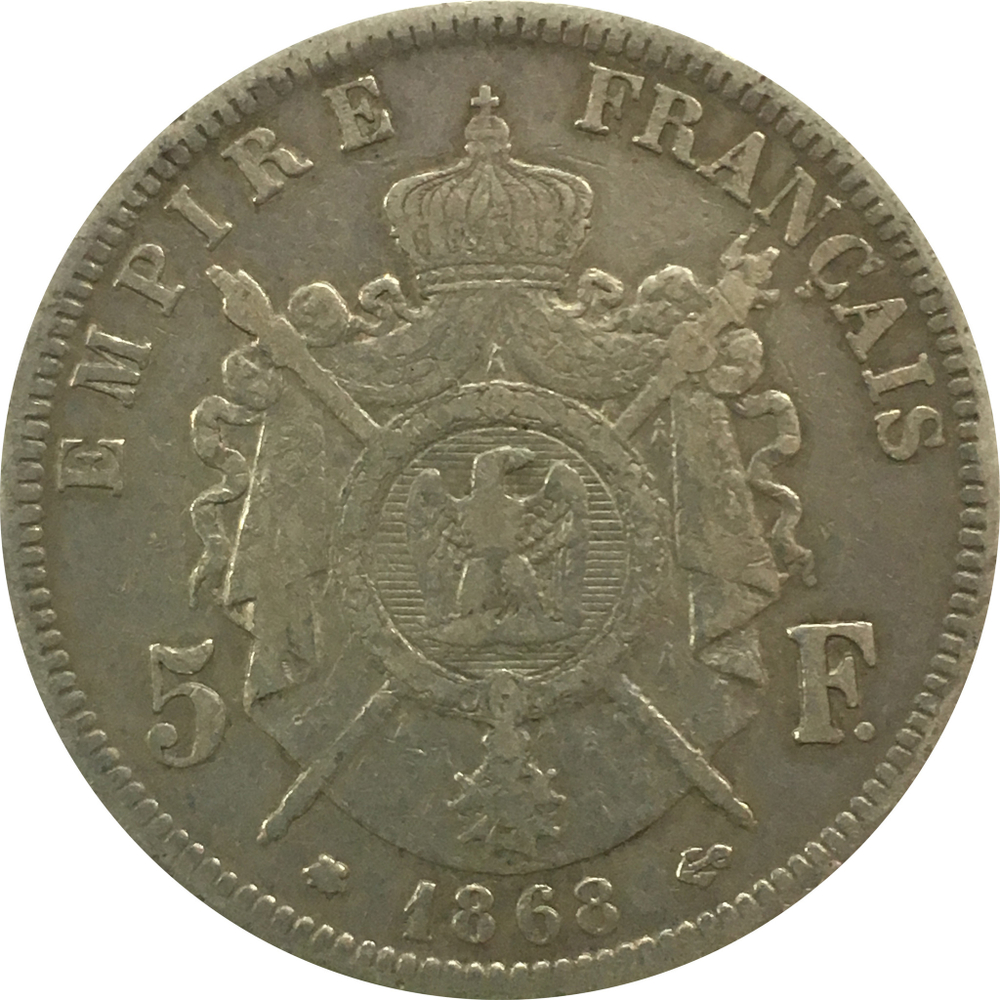 5 франков 1868 год (VF)