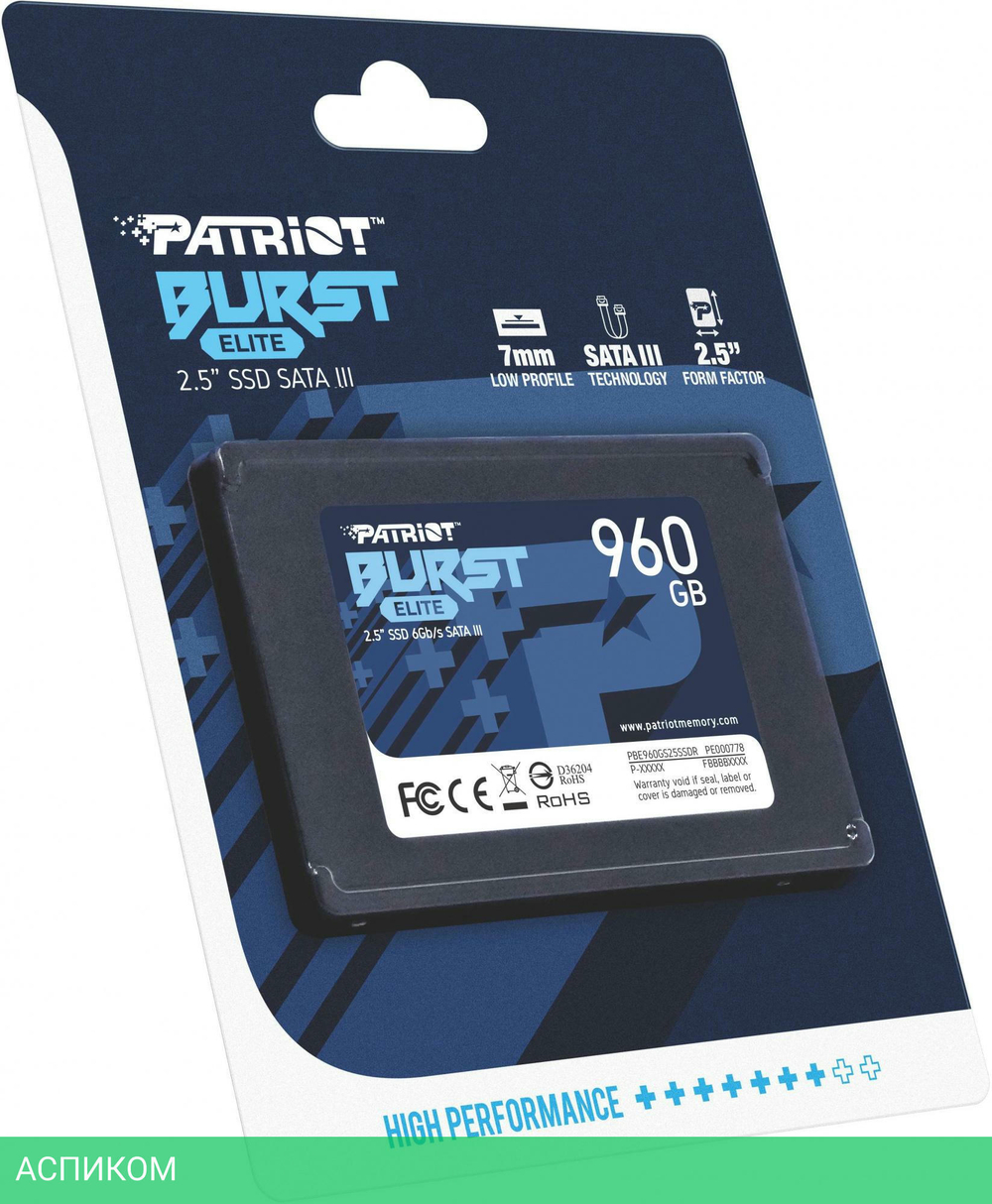 SSD диск Patriot Burst Elite 960GB (PBE960GS25SSDR)
