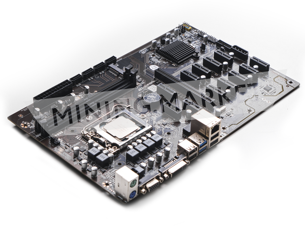 Райзерная материнская плата на 12 карт (B250BTC) + процессор G3900