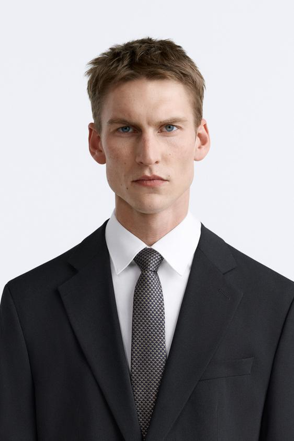 ZARA ЖАККАРДОВЫЙ ГАЛСТУК ИЗ 100% ШЕЛКА, МОРСКОЙ СИНИЙ