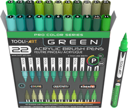 TOOLI-ART акриловые маркеры фломастеры, 22 шт., 1-7 мм Green