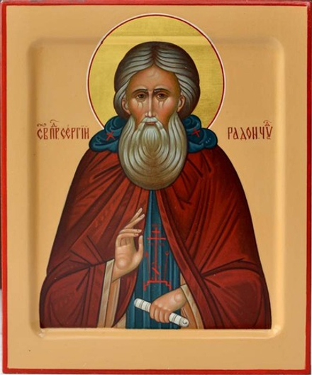 Сергий Радонежский. Рукописная икона. 17 х 21 см