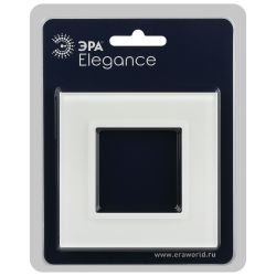 Рамка для розеток и выключателей ЭРА Elegance 14-5101-01М на 1 пост, стекло, белый матовый+бел.