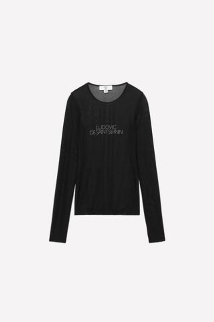 ZARA Х LUDOVIC DE SAINT SERNIN ФУТБОЛКА С БЛЕСТЯЩЕЙ НАДПИСЬЮ, ЧЕРНЫЙ