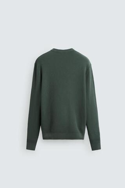 ZARA ДЖЕМПЕР КЛАССИЧЕСКОГО КРОЯ С РЕЛЬЕФНОЙ ТКАНЬЮ, ЗЕЛЕНОВАТО-СИНИЙ