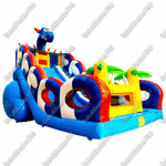 Коммерческий надувной батут-горка "Дракон" 10*5*8 м,без шипов сине-белый