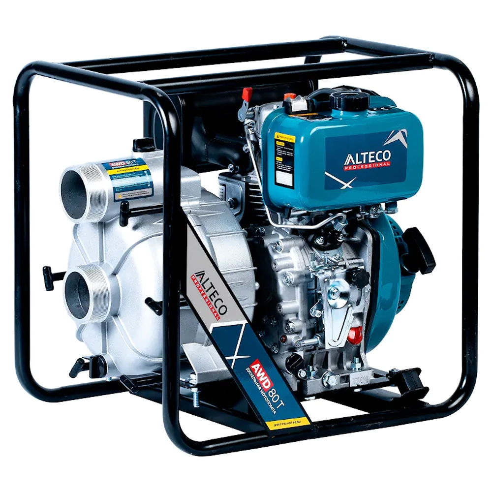 ALTECO AWD80T Professional мотопомпа дизельная 5.41 л.с, 750 л/мин, диаметр 80 мм, 44237