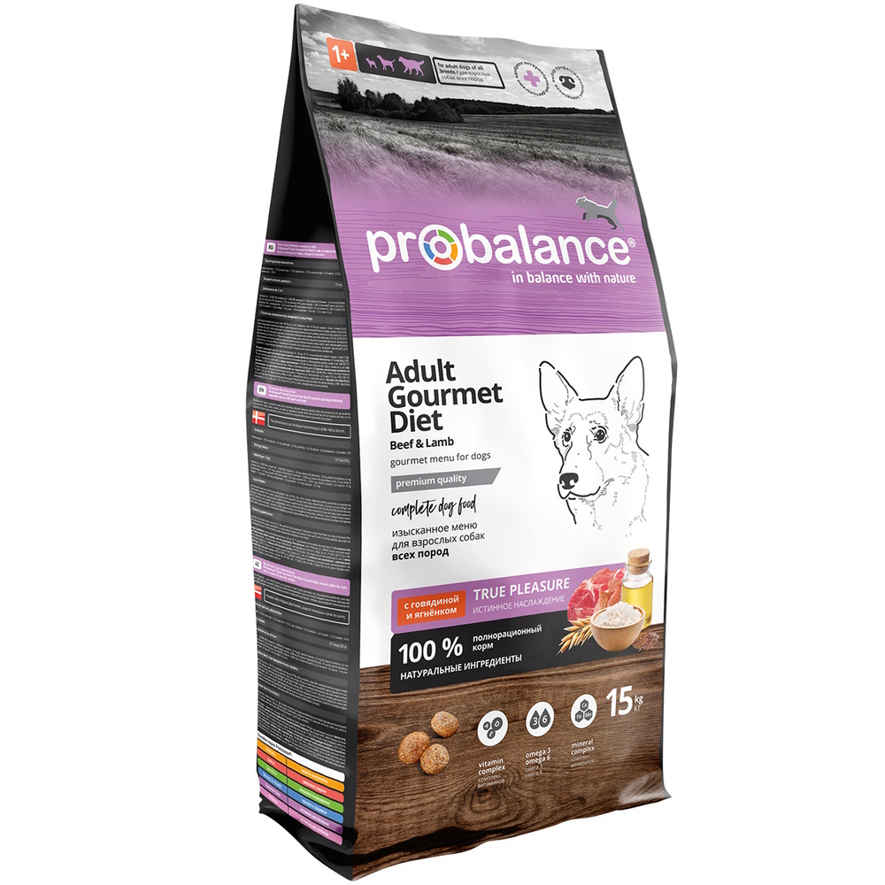 Сухой корм ProBalance Gourmet diet Adult для взрослых собак с говядиной и ягненком