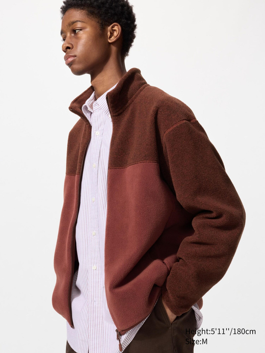 UNIQLO Флисовая куртка на молнии, бургунди