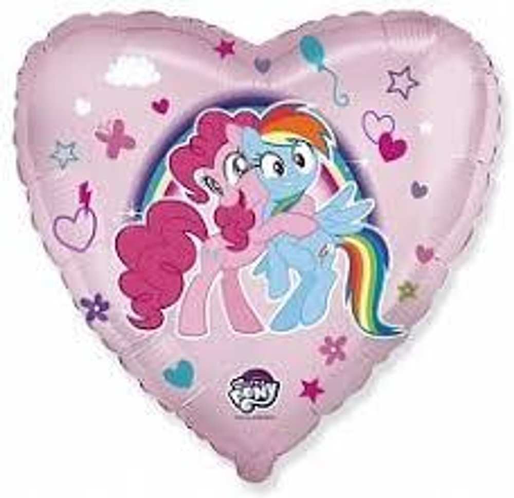 Шар (18""/46 см) Сердце, My Little Pony, Лошадки Пинки Пай и Радуга, Розовый, 1 шт. Е29